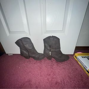 Gray ankle boots